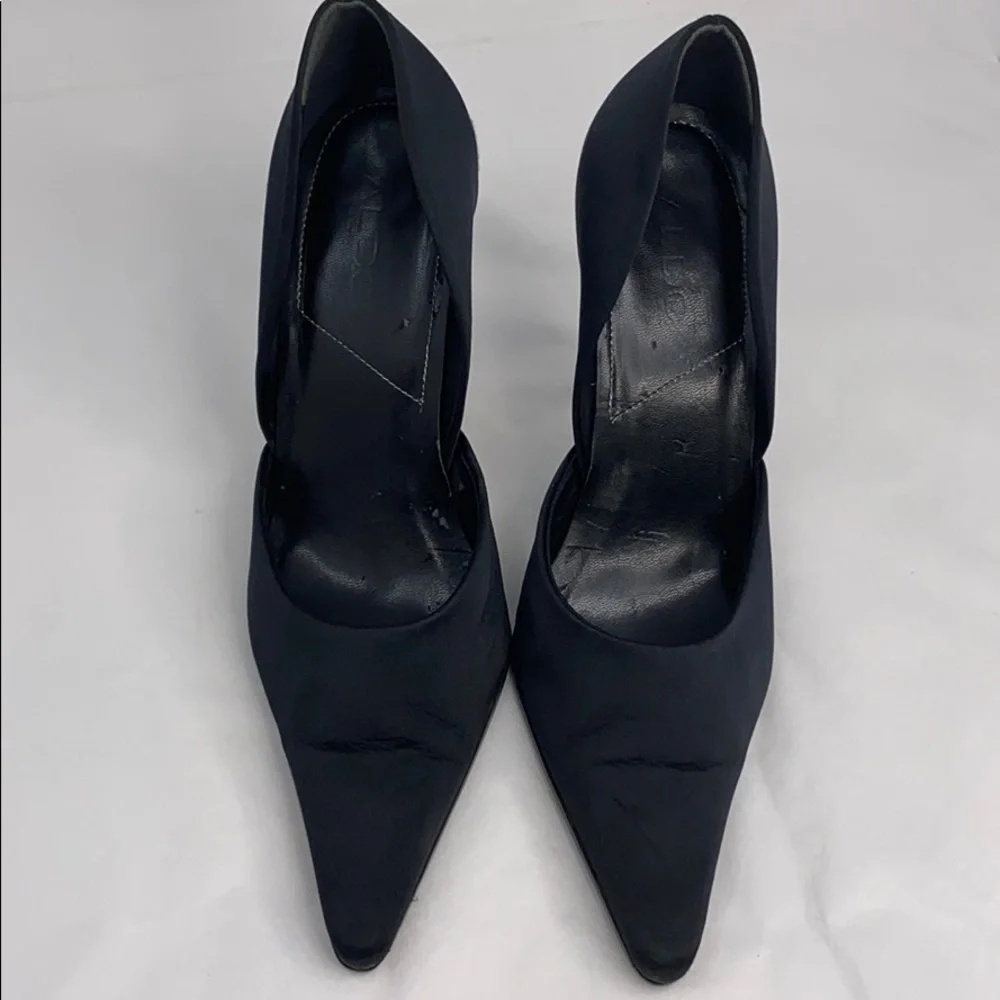 Aldo Sz 39 Black Satin D'orsay Pumps Heels